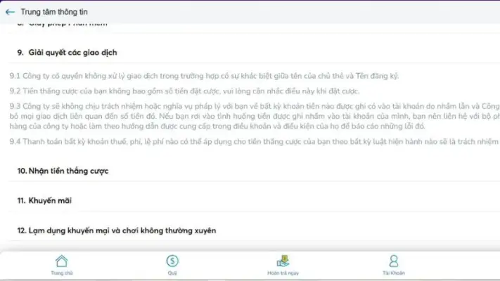 Tuân thủ điều kiện khi giao dịch tài chính nạp rút tiền.